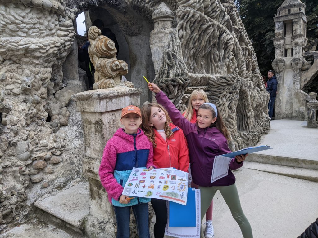 Students studying architecture on a school trip