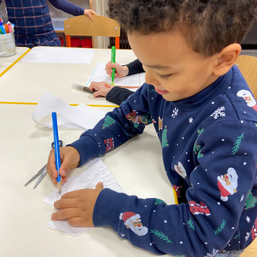 A student drawing a picture