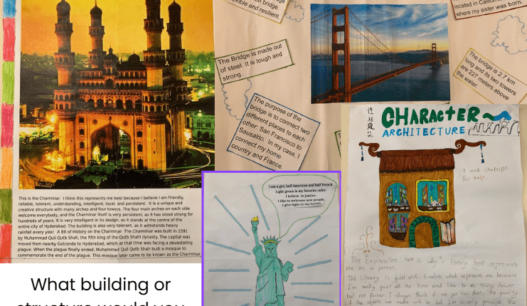 A sample of a student's work with images and typed text